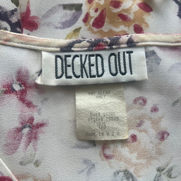 Vintage Decked Out Floral Midi Dress Cottagecore Button Front Women's Size 7/8 - Picture 7 of 9